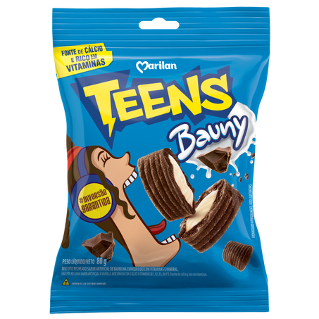 BISCOITO DOCE RECHEADO MARILAN TEENS BAUNY PACOTE 80G