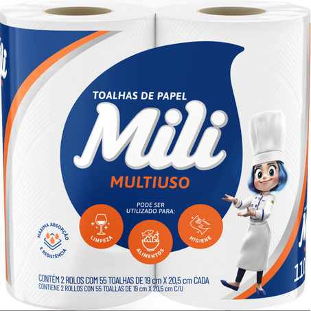 TOALHA DE PAPEL MILI C/2RL 110TL