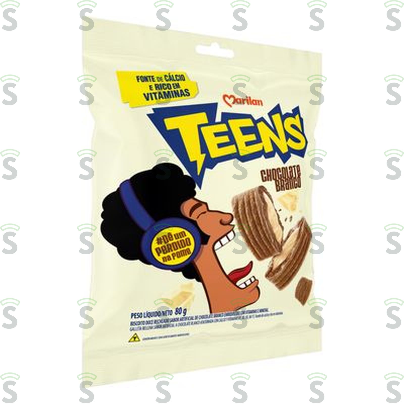 Biscoito Doce Recheado Marilan Teens Chocolate Branco 80G