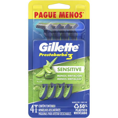 Prestobarba 3 apar c/4un sensitive