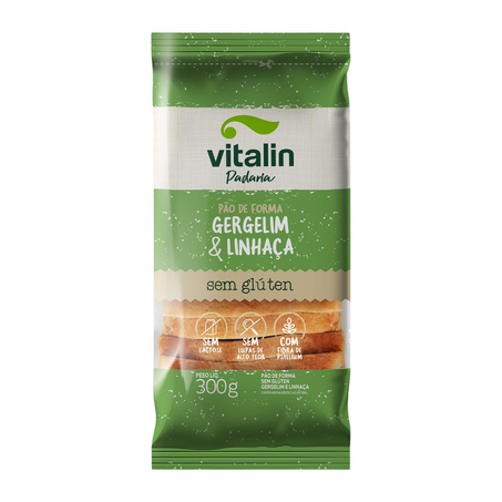 Pão Vitalin 300g - Sem Glúten - Com Gergelim - Fatiado