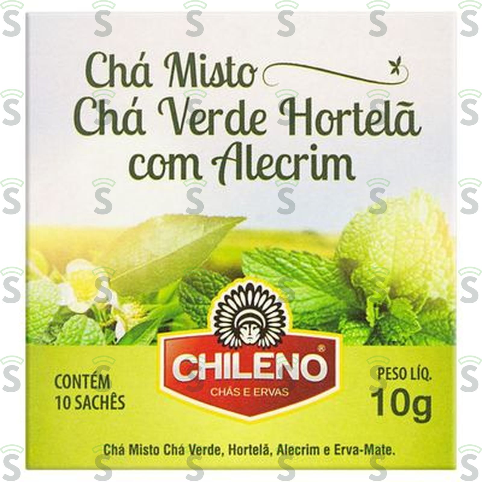 Chá Misto Chileno Chá Verde, Hortelã, Alecrim e Erva-Mate Caixa com 10un - 10gr