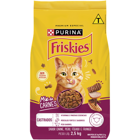 Racao purina friskies 2.5kg mix carne ca