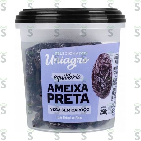  Ameixa Preta Seca Uniagro Sem Caroço Embalagem 250g