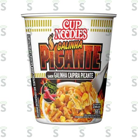  Macarrão Instantâneo Nissin Cup Noodles Galinha Caipira Picante Pote 68gr