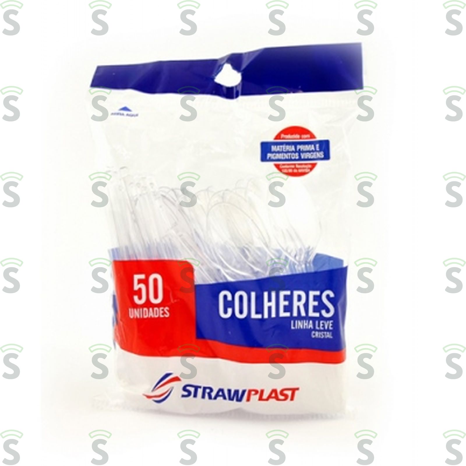 Colher Plástica Descartável Strawplast Cristal Embalagem 50UN