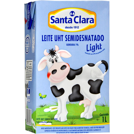 Leite Santa Clara UHT 1 Litro - Semidesnatado - TP