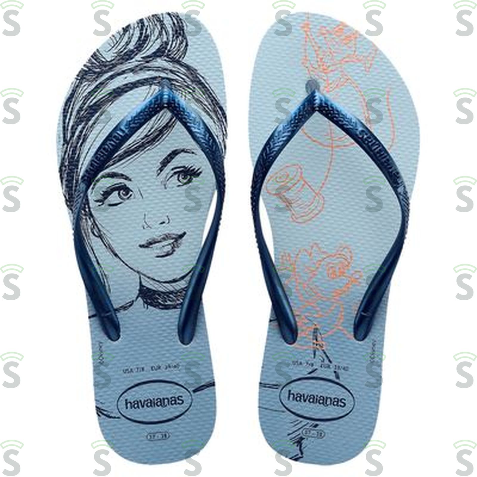 Chinelo Havaianas Slim Princesas Azul 37/38