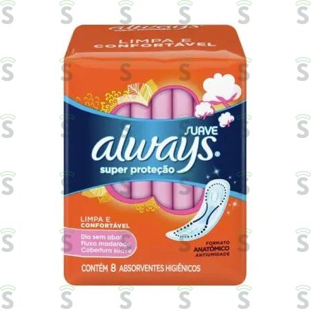  Absorvente Always Super Proteção Suave Sem Abasidades 8un