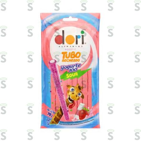  Bala Goma Tubo Recheado Yogurt Acido 70g
