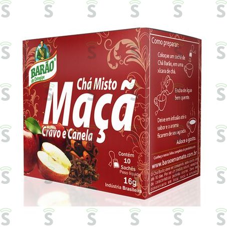  Chá Barão Misto Maçã, Cravo e Canela Embalagem 16g