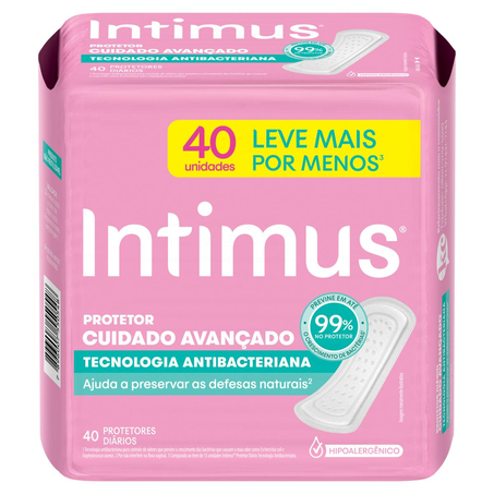Protetor Intimus Days Antibacteriano - Sem Abas - Com 40 Protetores - Leve Mais, Pague Menos