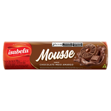 Biscoito Recheado Isabela 130g - Mousse - Chocolate Meio-amargo