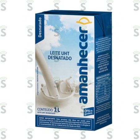  Leite Uht Desnatado Amanhecer Longa Vida Caixa Com Tampa 1lt