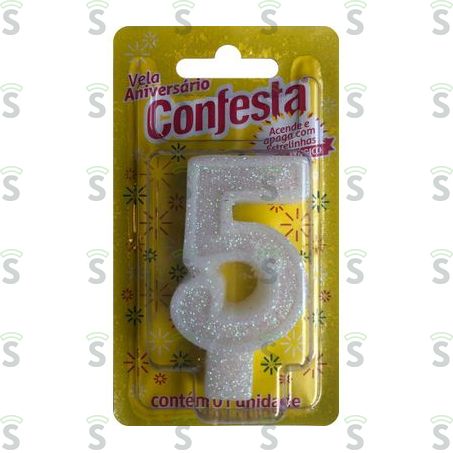  Vela Aniver Confesta N5 Big Branca 1un