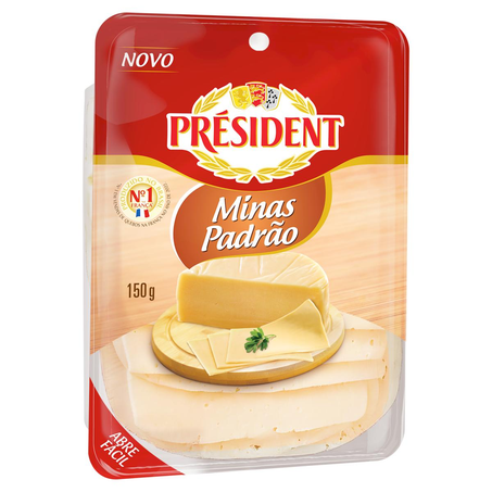 Queijo Minas Padrão Président 150g - Fatiado