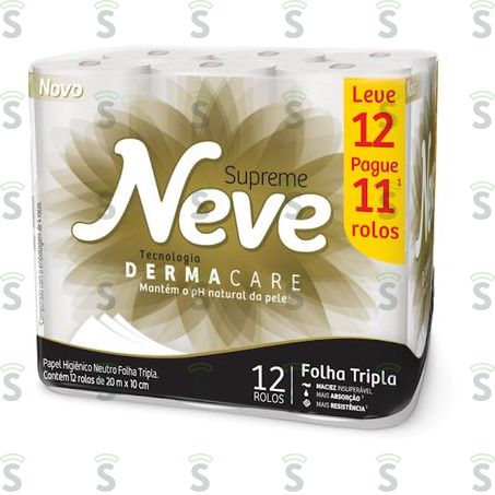  Papel Higiênico Neve Supreme Dermacare 12 Rolos 20mt
