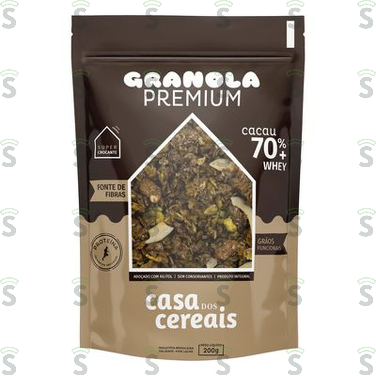 Granola com Whey Protein Cacau 70% Casa Dos Cereais Premium Pouch 200G