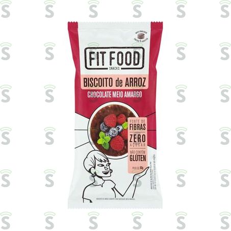  Fit Food-biscoito Arroz 60g Choco Amargo