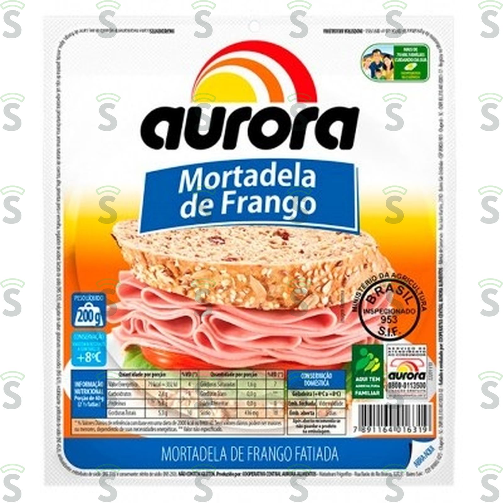 Mortadela de Frango Aurora Fatiada Embalagem 200G
