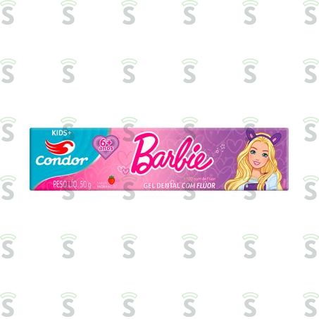  Gel Dental Com Flúor Condor Kids+ Morango Barbie Caixa 50gr