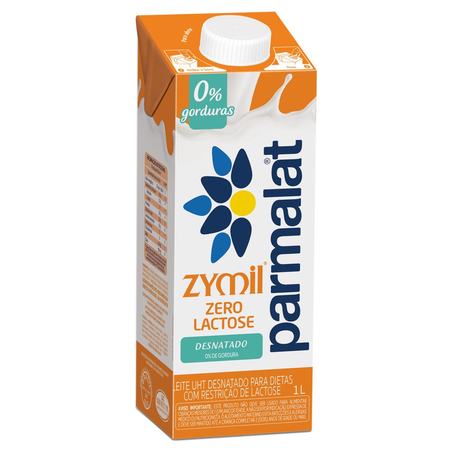 Leite Zymil Parmalat UHT 1 Litro - Zero Lactose - Desnatado