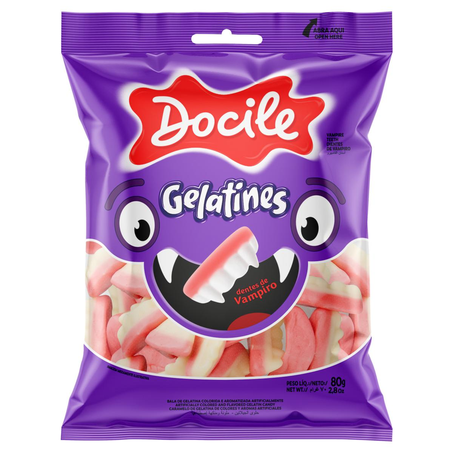 Bala Docile 80g - Gelatines - Dentes de Vampiro