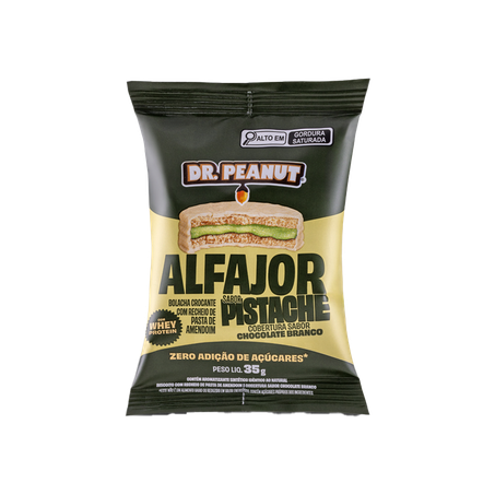 Alfajor Dr. Peanut Pistache com Cobertura Sabor Chocolate Branco 35g
