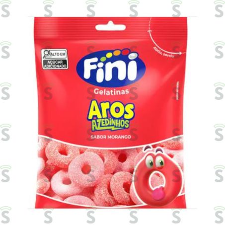  Bala Gelatina Fini Aros de Morango 100g