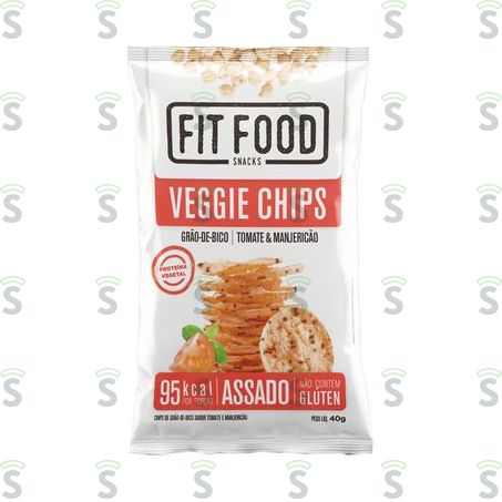  Snack Fit Food Veggie Chips Grão de Bico Sabor Tomate e Manjericão Embalagem 40g