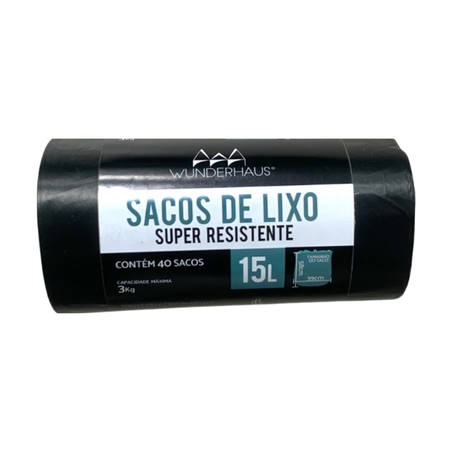 Saco de lixo wunderhaus 15l com 40 unidades