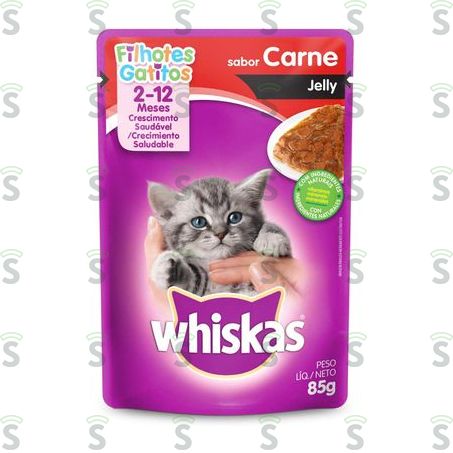  Ração Úmida Para Gatos Filhotes Whiskas Carne Jelly 85g