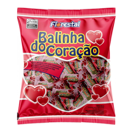 Bala Florestal Coração Morango 48g