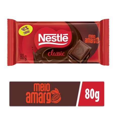 Chocolate Nestlé 80g - Classic - Meio Amargo