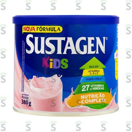  Pó Para Preparo de Bebida Sustagen Kids Morango  Lata 380gr