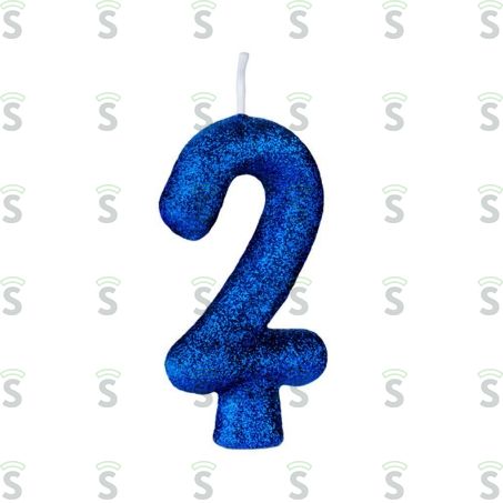  Vela de Aniversário Regina Cintilante Azul Nº2 Embalagem 1un