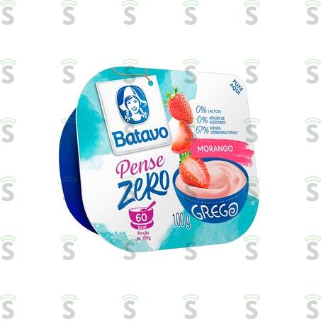  Iogurte Grego Batavo Pense Zero Morango Embalagem 100g