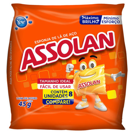Esponja de Aço Assolan 45g - Com 8 Unidades