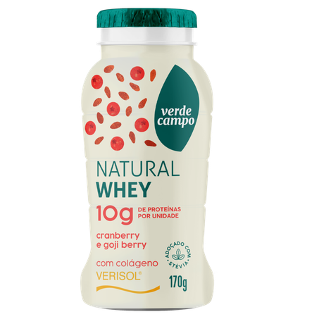 Iogurte Desnatado Verde Campo 10g Proteínas Zero Lactose Gojiberry Garrafinha 170g 
 