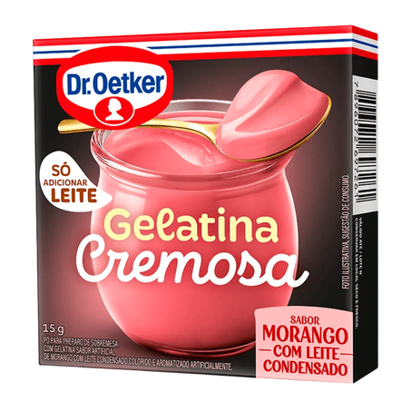 Gelatina Dr Oetker Cremosa Morango Com Leite Condensado Caixa 15g 
 