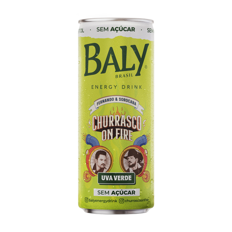 Bebida Energética Baly Churrasco on Fire Sem Açúcar Uva Verde 250ml