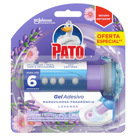 Desodorizador Gel Adesivo Pato Lavanda - Com 6 Discos de Gel - Grátis 1 Aparelho