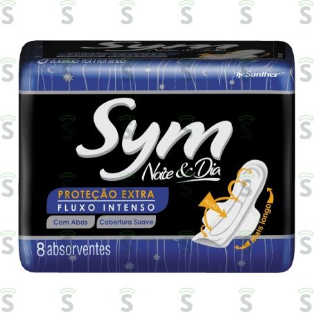  Absorvente Sym Noite e Dia Suave Com Abas Pacoteidades 8un