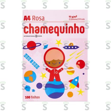 Papel Sulfite Rosa Chamequinho A4 21x29,7cm Embalagem 100 Folhas 1un