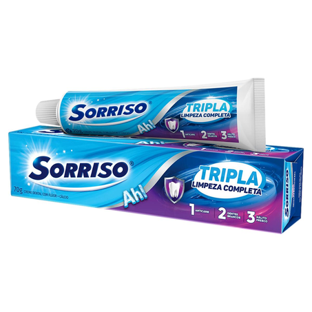 Creme Dental Sorriso 70g - Tripla Limpeza Completa