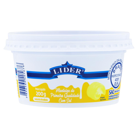 Manteiga Líder 200g - Com Sal - Pote