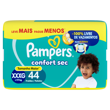 Fralda Pampers Confort Sec Bag Tam. XXXG - Com 44 Fraldas