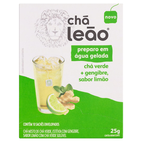 Chá-verde Leão 25g - Gengibre e Limão - Com 10 Saquinhos