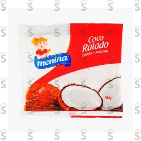  Coco Ralado Menina Úmido e Adoçado Pacote 50g