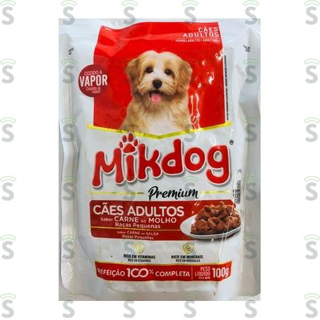  Racao Mikdog Sc 100gr Adulto Carne Rc Peq